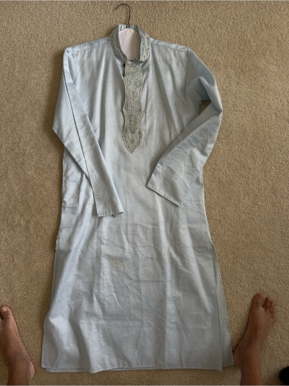 NWOT WEDDING BLUE INDIAN MENS OUTFIT KURTA SHERWANI SIZE SMALL & 36 CHEST